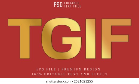 Editable white thank god is Friday text effect. TGIF typography logo