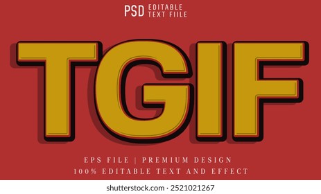 Editable white thank god is Friday text effect. TGIF typography logo