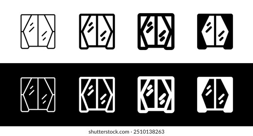 Janela editável e ícone de vetor de cortina. Parte de uma grande família de conjuntos de ícones. Perfeito para interfaces web e app, apresentações, infográficos, etc