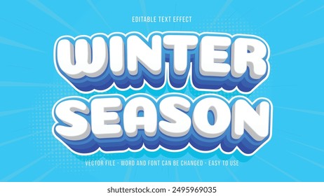 Editable winter season 3d text effect, cartoon style template