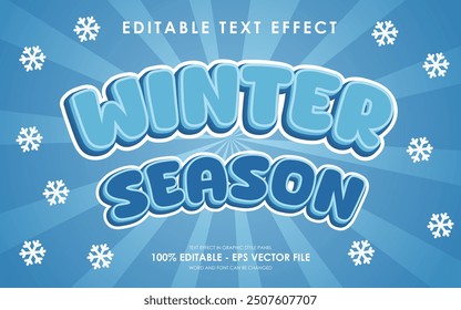 Editable Winter Season Text Effect with snow illustration background, perfect for Christmas theme designs