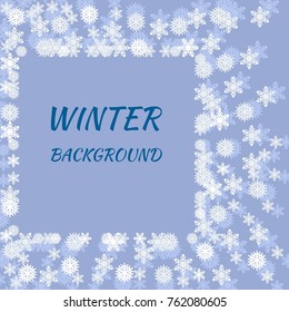 Editable Winter Snowflakes Vector Illustration as Square Text Background of Winter Seasonal Themed Purposes