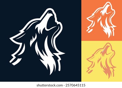 Editable Wolf Howling Logo Design - Wild Animal Emblem