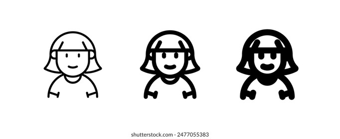 Editable woman with bob haircut avatar vector icon. User, profile, identity, persona. Part of a big icon set family. Perfect for web and app interfaces, presentations, infographics, etc