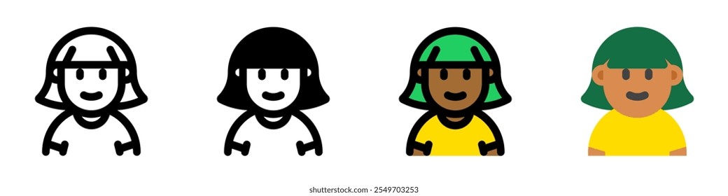 Editable woman with bob haircut avatar vector icon. User, profile, identity, persona. Part of a big icon set family. Perfect for web and app interfaces, presentations, infographics, etc