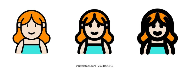 Editable woman wearing blouse avatar vector icon. User, profile, identity, persona. Part of a big icon set family. Perfect for web and app interfaces, presentations, infographics, etc