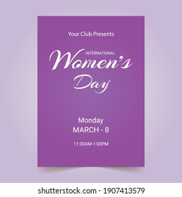 Editable Women's Day Flyer Template for Digital Marketing. Vector templates for card, poster, flyer. International Women's Day.