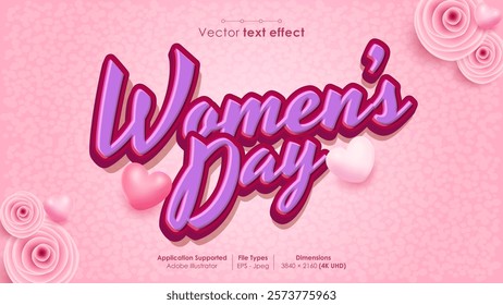 Editable women's day poster or banner text effect in a modern style