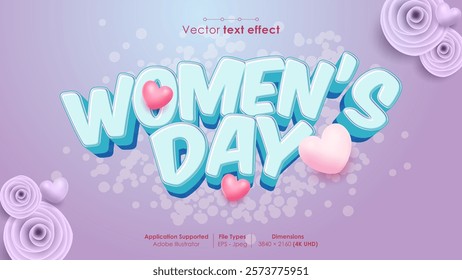 Editable women's day vector text effect