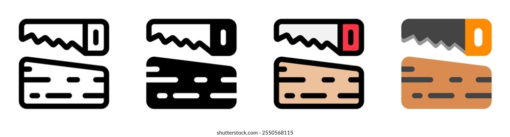 Editable wood saw, wooden plank, lumber, timber vector icon. Construction, tools, industry. Part of a big icon set family. Perfect for web and app interfaces, presentations, infographics, etc