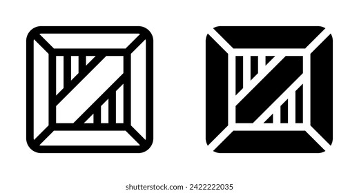 Cajada de madera editable, icono del vector del paquete. Envío, entrega, comercio electrónico, transporte, logística. Parte de una familia de iconos grandes. Perfecto para interfaces web y de aplicaciones, presentaciones, infografías, etc