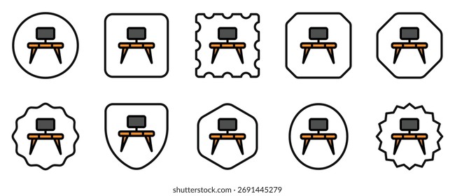 Espaço de trabalho editável, ícone de vetor de mesa. Parte de uma grande família de conjuntos de ícones. Perfeito para interfaces web e app, apresentações, infográficos, etc