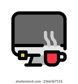 Editable workspace, desktop, computer, coffee vector icon. Remote work, job, profession, freelance. Part of a big icon set family. Perfect for web and app interfaces, presentations, infographics, etc