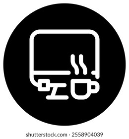Editable workspace, desktop, computer, coffee vector icon. Remote work, job, profession, freelance. Part of a big icon set family. Perfect for web and app interfaces, presentations, infographics, etc