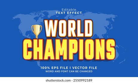 editable world champions text effect.typhography logo