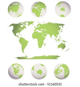 editable world map and  earth globes