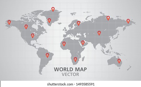 Editable World map and grid vector