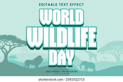 Editable World Wildlife Day Text Effect with a savannah-themed background