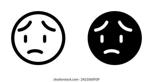 Editable worry, sad face expression emoticon vector icon. Part of a big icon set family. Part of a big icon set family. Perfect for web and app interfaces, presentations, infographics, etc