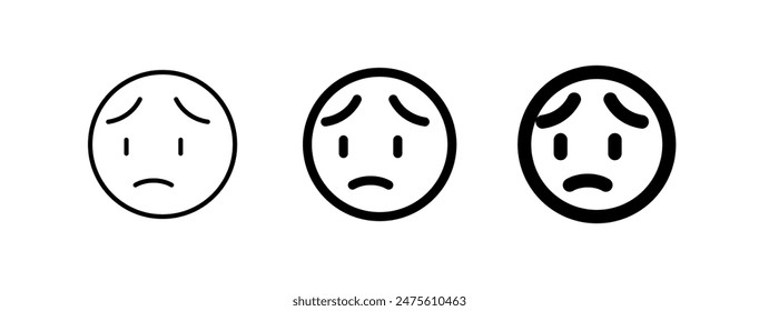 Editable worry, sad face expression emoticon vector icon. Part of a big icon set family. Part of a big icon set family. Perfect for web and app interfaces, presentations, infographics, etc