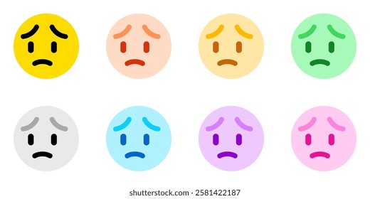 Editable worry, sad face expression emoticon vector icon. Part of a big icon set family. Part of a big icon set family. Perfect for web and app interfaces, presentations, infographics, etc