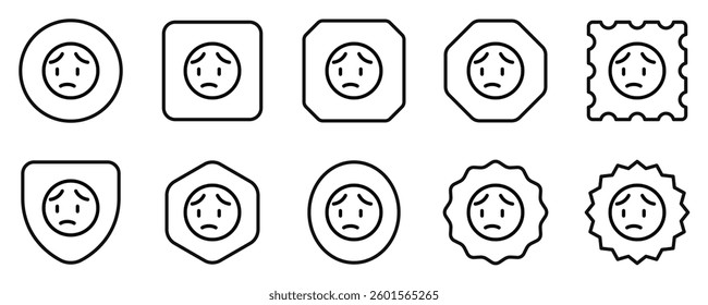 Editable worry, sad face expression emoticon vector icon. Part of a big icon set family. Part of a big icon set family. Perfect for web and app interfaces, presentations, infographics, etc