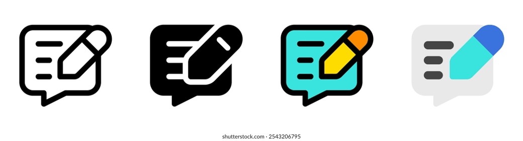 Editable write review, comment, message vector icon. Part of a big icon set family. Perfect for web and app interfaces, presentations, infographics, etc