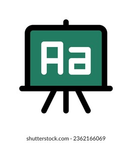 Tarjeta de escritura editable, pizarra, idioma, icono del vector del alfabeto. Escuela, educación, aula. Parte de una familia de iconos grandes. Perfecto para interfaces web y de aplicaciones, presentaciones, infografías, etc