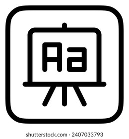 Tarjeta de escritura editable, pizarra, idioma, icono del vector del alfabeto. Escuela, educación, aula. Parte de una familia de iconos grandes. Perfecto para interfaces web y de aplicaciones, presentaciones, infografías, etc