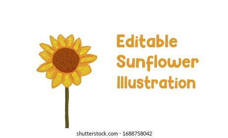 EDITABLE YELLOW SUNFLOWER VECTOR ILLUSTRATION 
