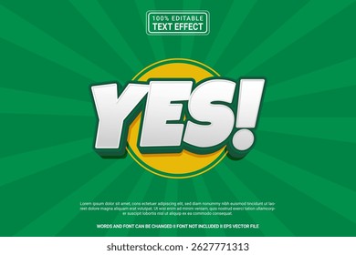 Editable Yes! Vector 3D Text Effect – playful and modern typography with cartoon style for poster, branding, social media