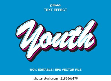 Editable Youth Text Effect In Blue And White.