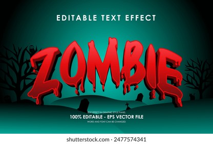 Editable Zombie Halloween Text Effect, Graphic Style Effect, with Background Halloween