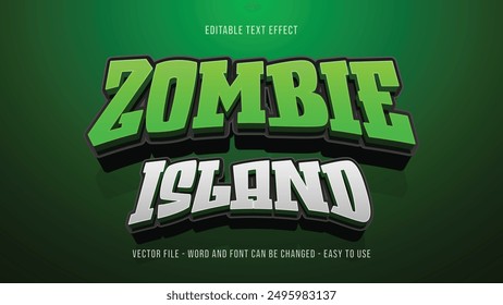 Editable zombie island text effect, halloween vector template