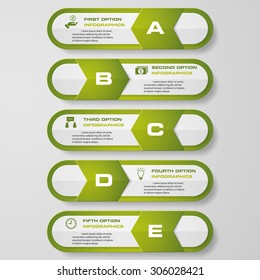 Editable&Clean number banners template/graphic or website layout. 5 steps. Vector.
