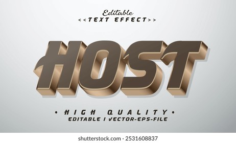 Efecto de texto de host marrón y dorado editable. Logo de tifografía