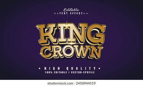 editablle king crown text effect.typhography logo