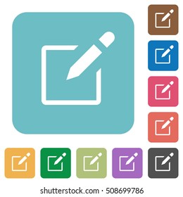 Editbox white flat icons on color rounded square backgrounds