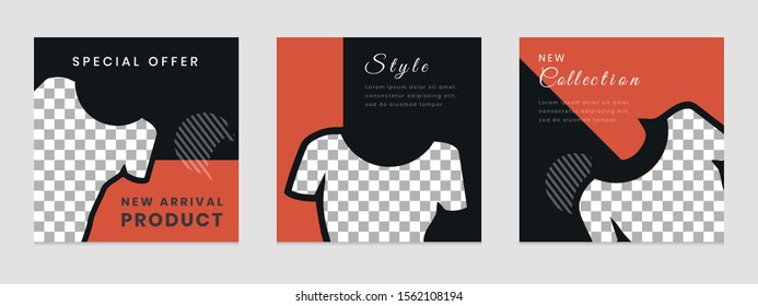 Edited square social network template. for marketing on social media. frames, stories in puzzles, backgrounds, banners, vector illustration elements