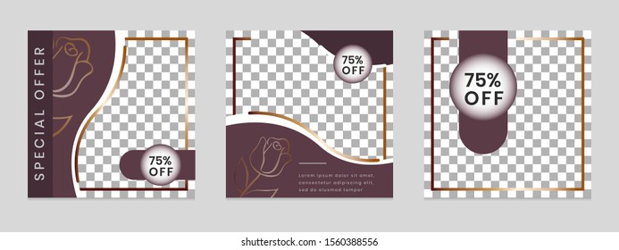 Edited square social networking template. for marketing on social media. frames, stories in puzzles, backgrounds, banners, vector illustration elements