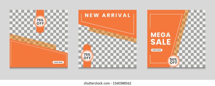 Edited square social networking template. for marketing on social media. frames, stories in puzzles, backgrounds, banners, vector illustration elements