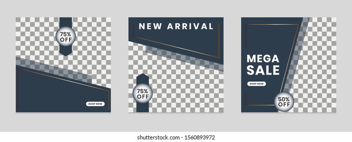 Edited square social networking template. for marketing on social media. frames, stories in puzzles, backgrounds, banners, vector illustration elements