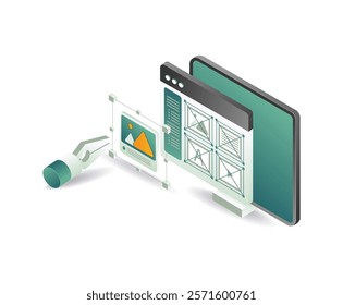 Editing design layout on computer concept illustration