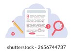 Editing document with text. Correcting grammar mistake with red marker. Teacher fix page text errors.