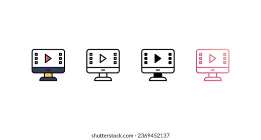 Editing icons, color, line, glyph, gradient, Blue icon, graphic design icon in five veriasions stock illustration.