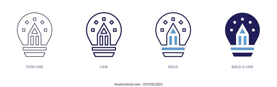 Editing idea icon in 4 different styles. Thin Line, Line, Bold, and Bold Line. Duotone style. Editable stroke.