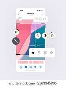 Editing an image on a phone – eraser tool feature, vector illustration