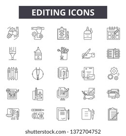 Editing line icons, signs, vector set, outline illustration concept 