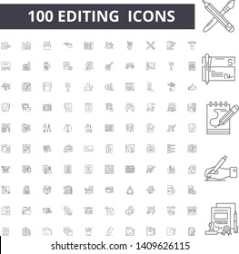 Editing line icons, signs, vector set, outline illustration concept 