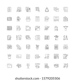 Editing linear icons, signs, symbols vector line illustration set
